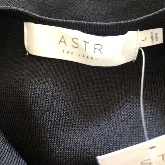 Astr The Label NWT SemiSheer Organza Sleeve Black Chic Bodysuit Large - Picture 5 of 10